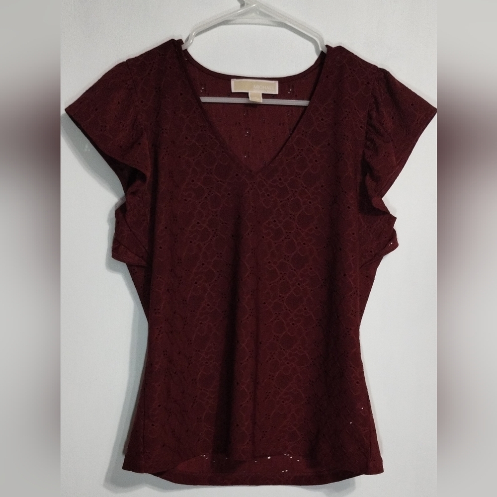 Michael Kors Elegant Burgundy Lace Women's Top (S)